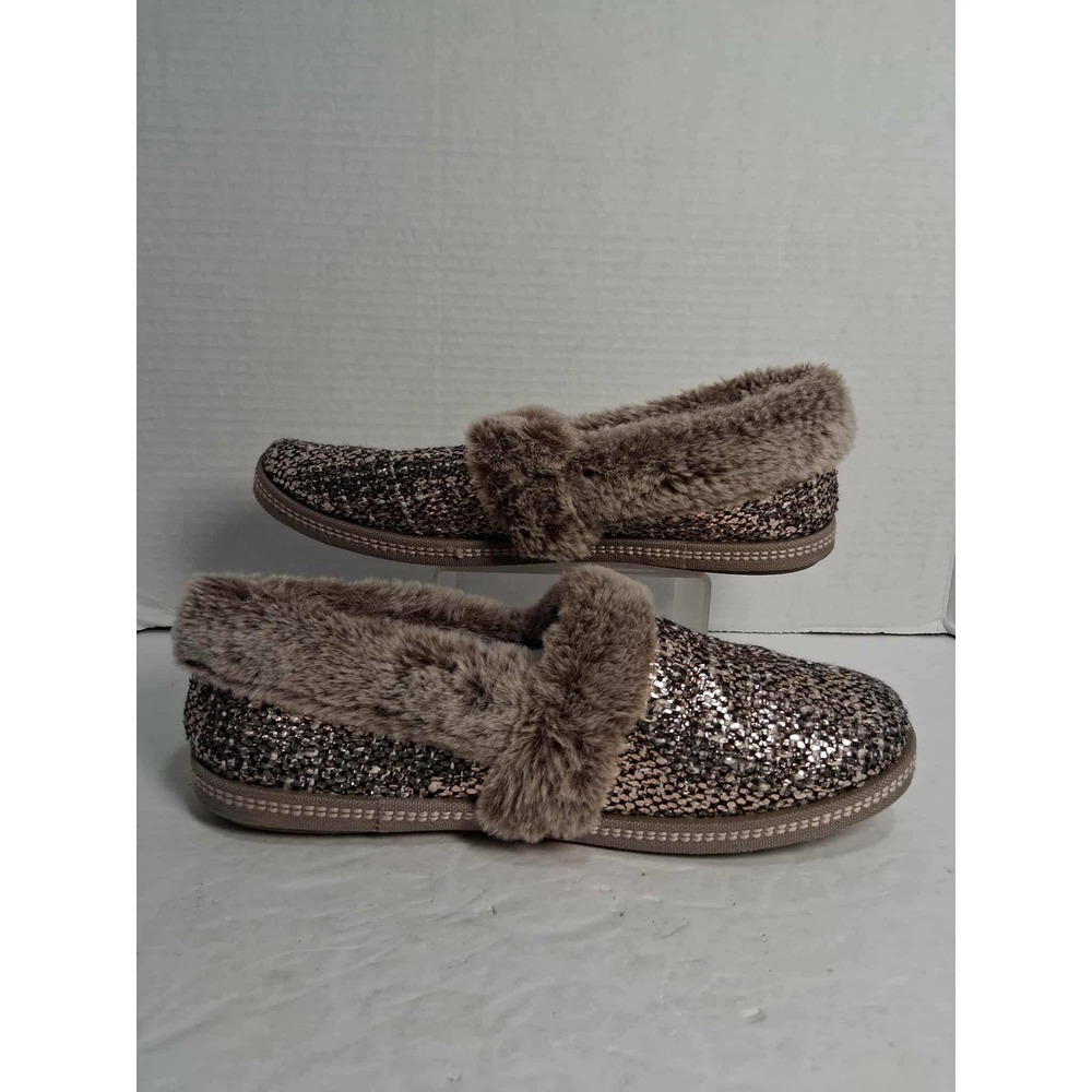 Skechers Women's‎ Glitter Sparkle Faux Fur Lined Slippers Mules Shoes Sz 8